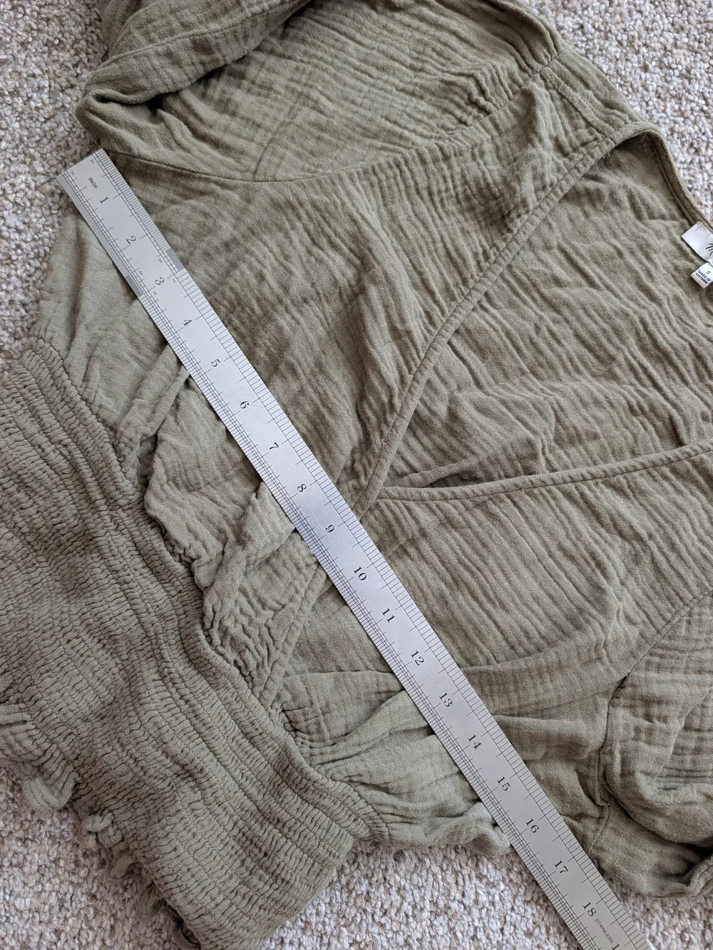 Madewell Women Green Lightspun Julianne Cottagecore Smocked Waist Top Size Small